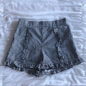 ZAFUL gingham black and white ruffled shorts